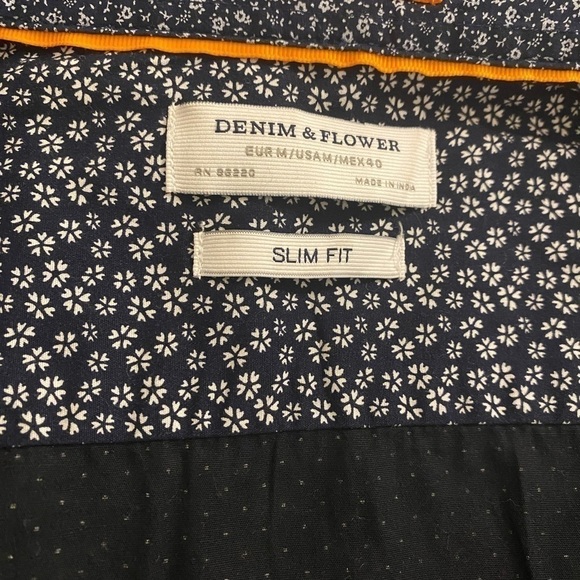 Denim & Flower Slim Fit Navy Blue Shirt - Picture 8 of 11